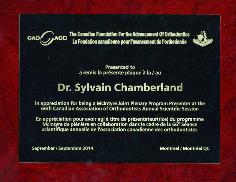 CAO-ACO 2014-Dr Chamberland orthodontist in Quebec City