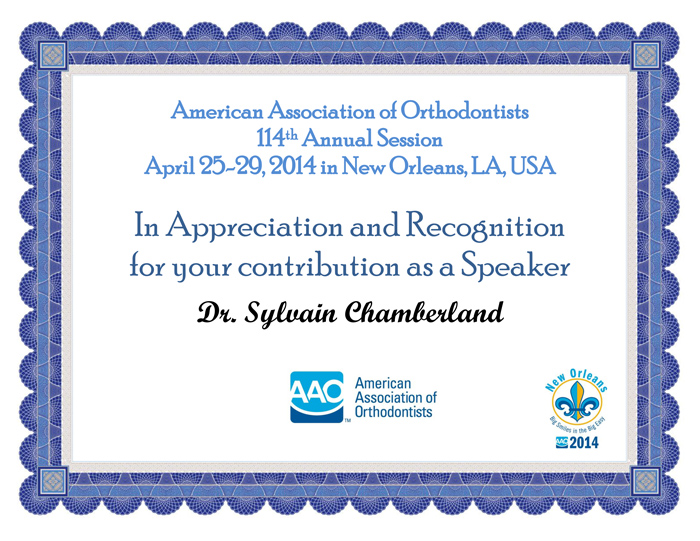 Chamberland-AAO-speaker-certificate